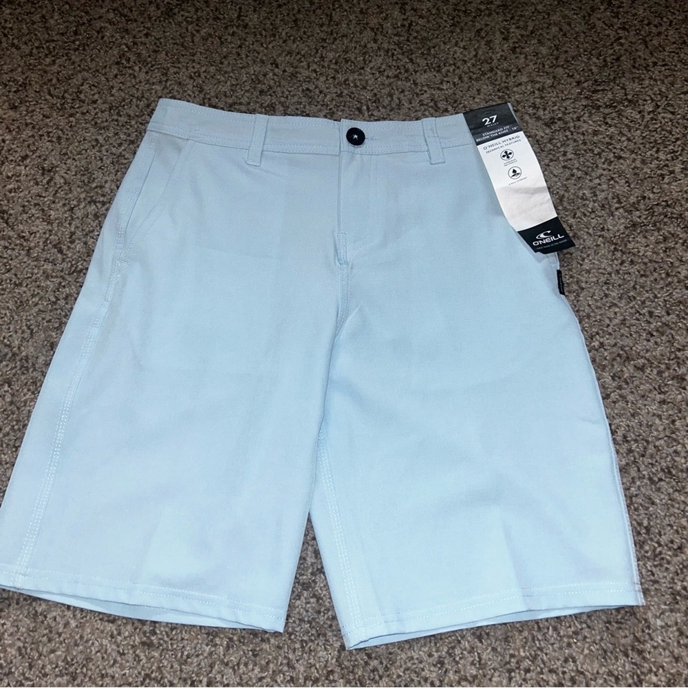 O'Neill Shorts Boys Blue Chino Hybrid Quick Dry Below The Knee 18” NWT